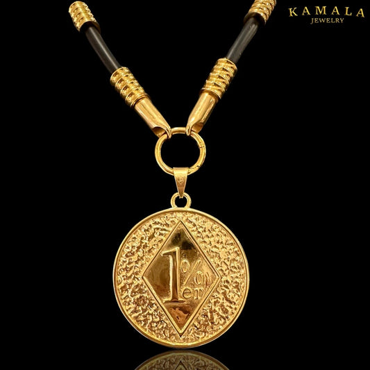 1%er Premium Anhänger – Round Gold | Massive Edelstahl Edition