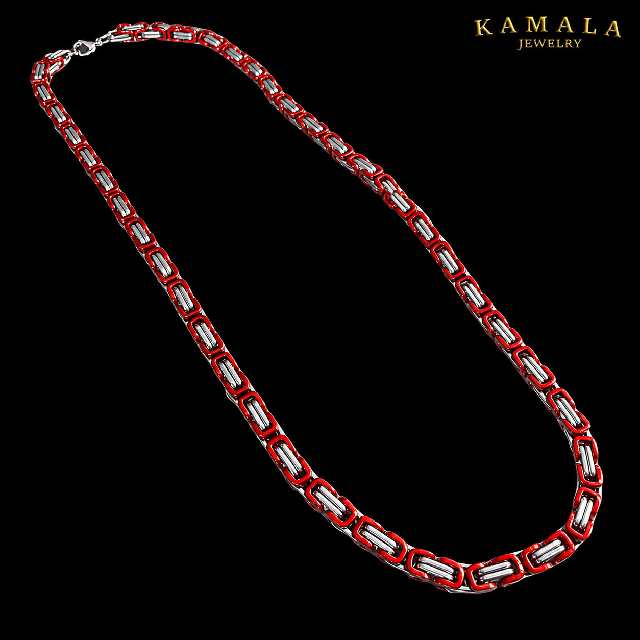 Königskette Rot &amp; Silber – 60 cm | 8 mm
