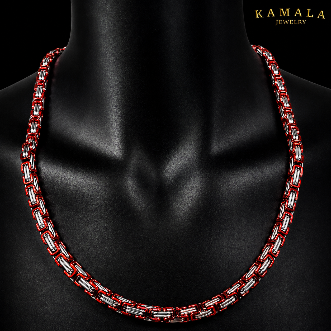 Königskette Rot &amp; Silber – 60 cm | 8 mm