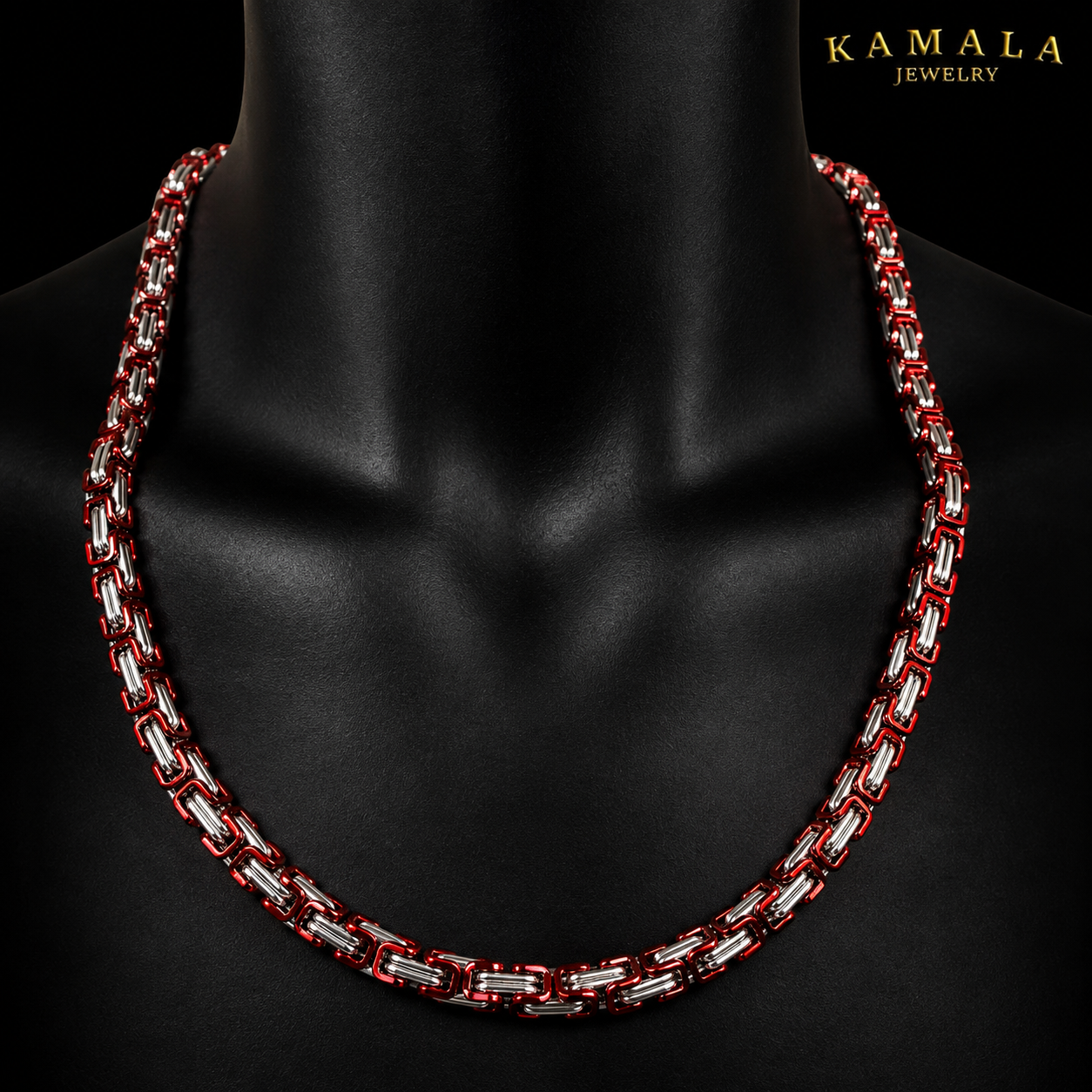 Königskette Rot &amp; Silber – 60 cm | 8 mm