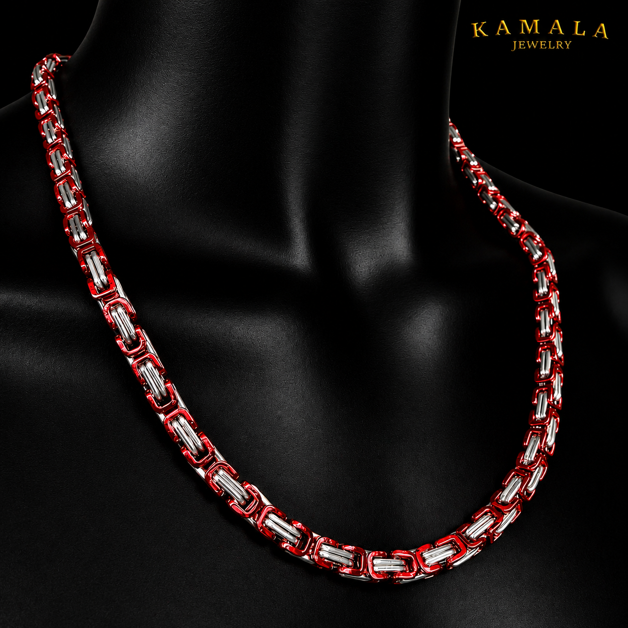 Königskette Rot &amp; Silber – 60 cm | 8 mm