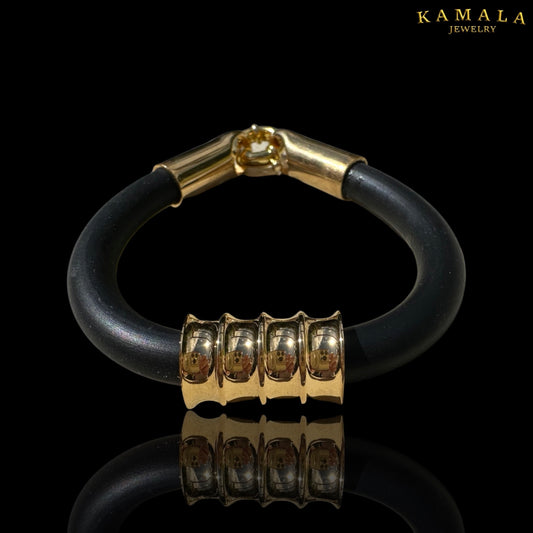 Kautschuk Armband - Schwarz mit Gold