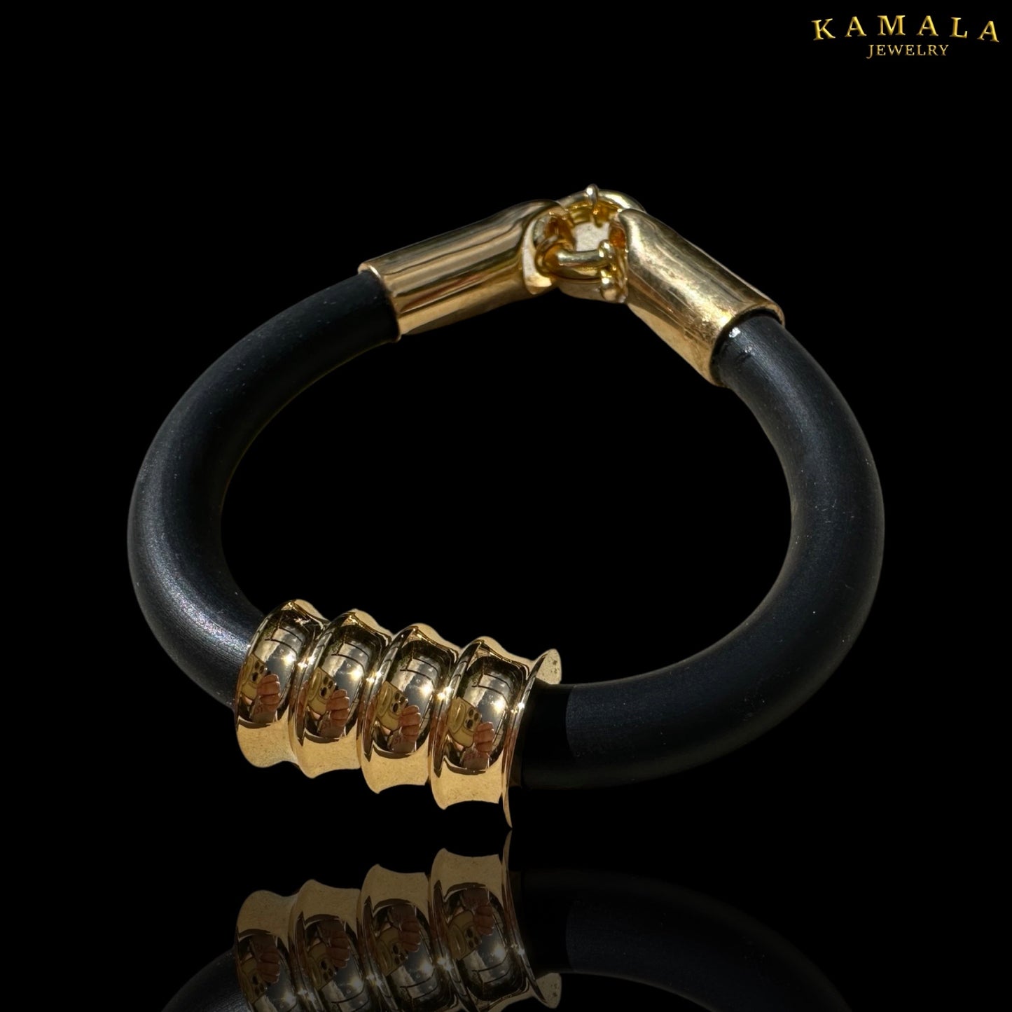 Kautschuk Armband - Schwarz mit Gold