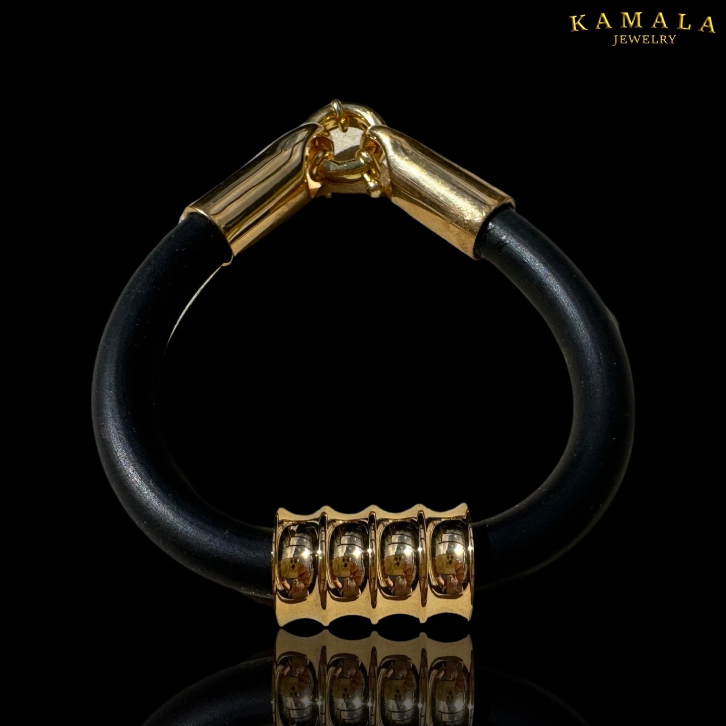 Kautschuk Armband - Schwarz mit Gold