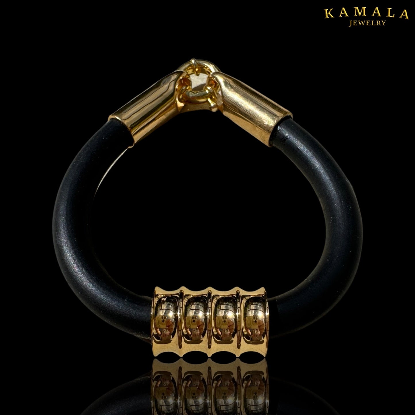 Kautschuk Armband - Schwarz mit Gold