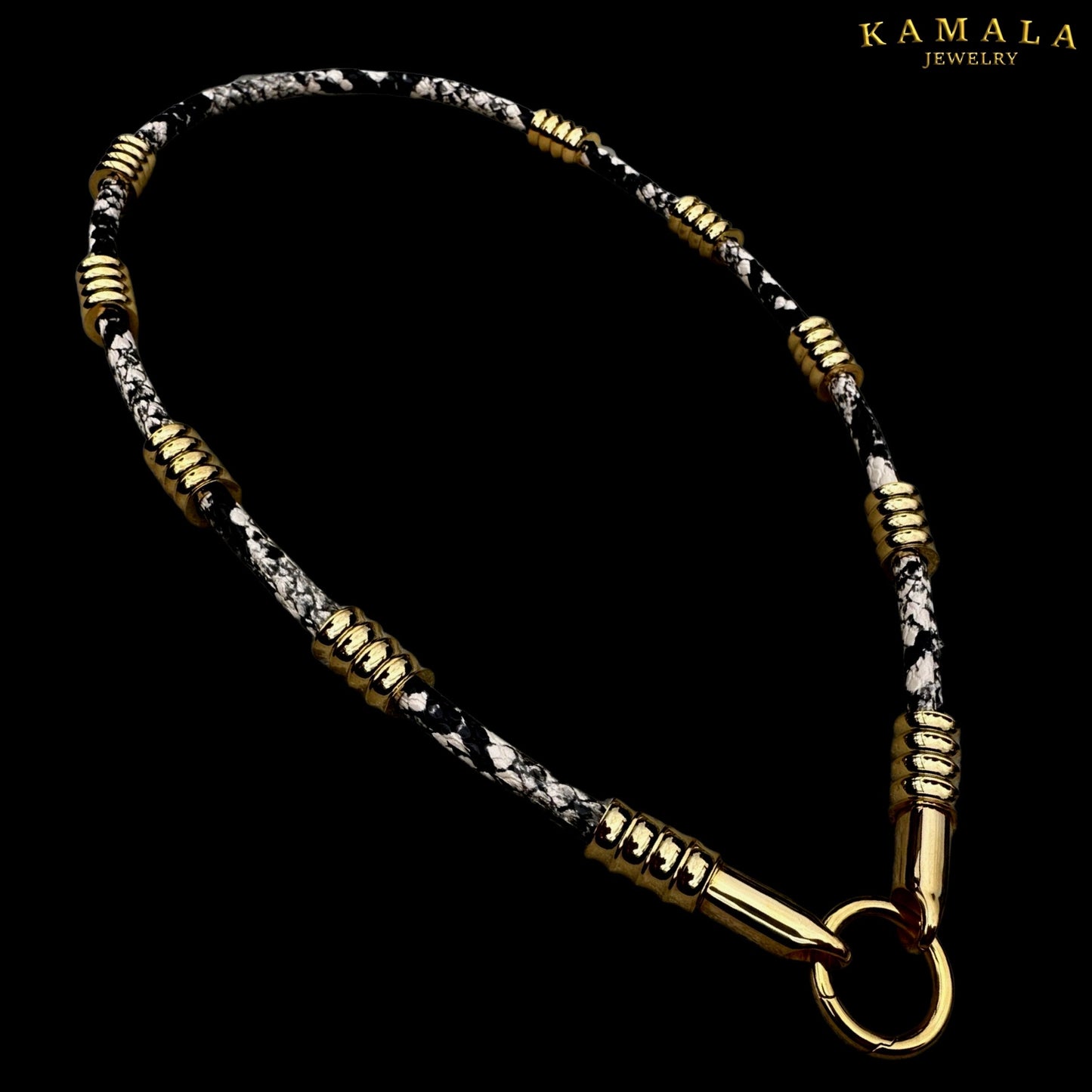 Halskette Python Schlangenleder - mit Gold
