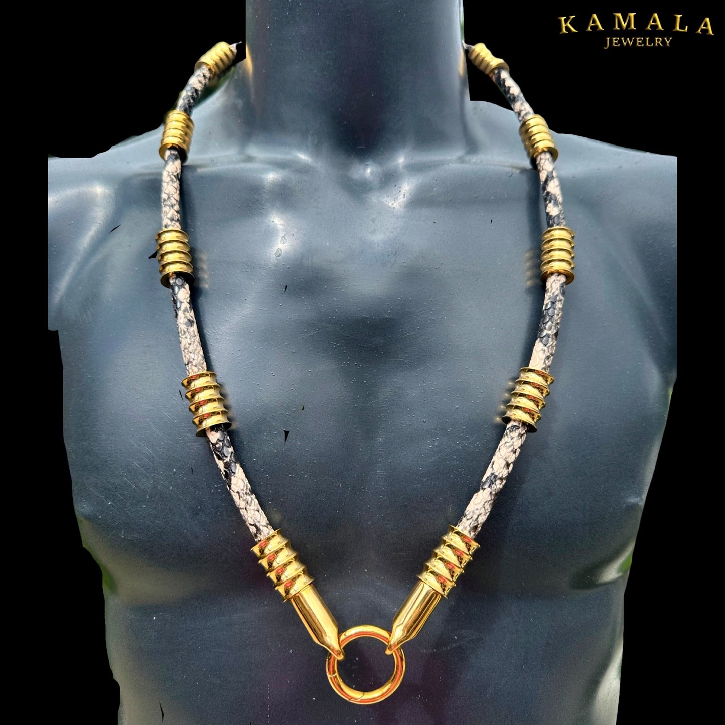 Halskette Python Schlangenleder - mit Gold