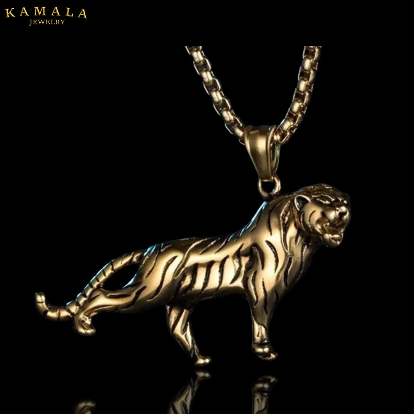 Halskette mit Tiger - Gold