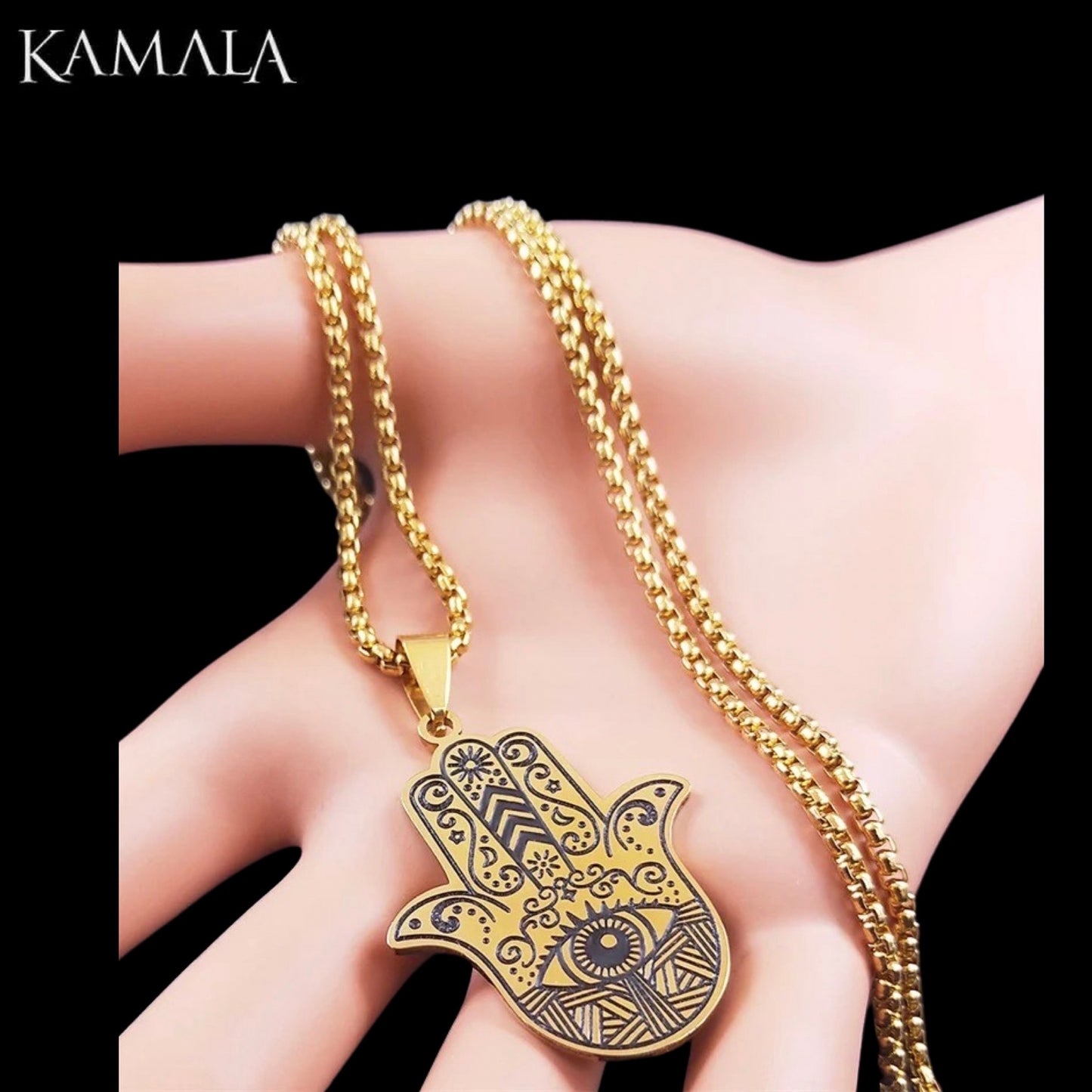 Halskette mit Buddhas Hand - Gold