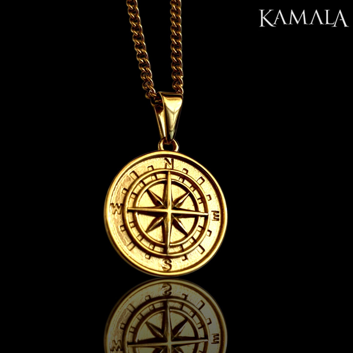 Halskette mit Kompass - Gold