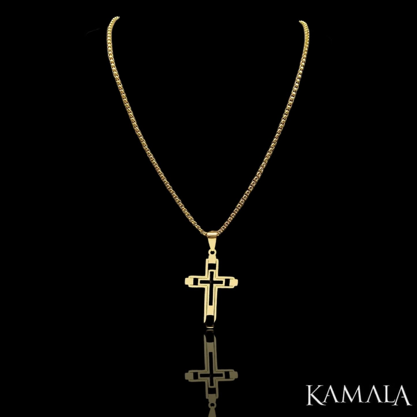 Halskette mit Kreuz - Gold