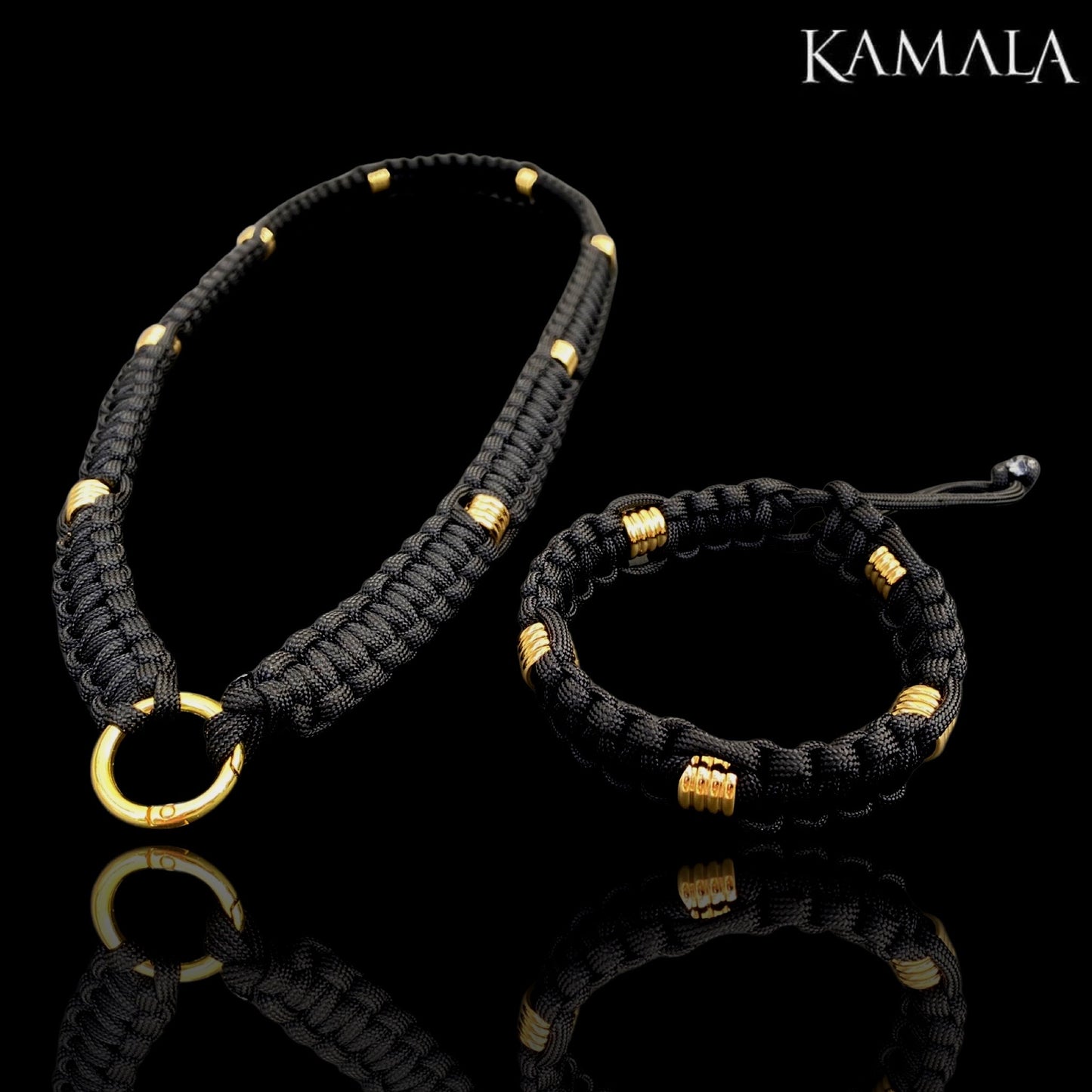 Madmax Paracord Halskette - Schwarz mit Gold
