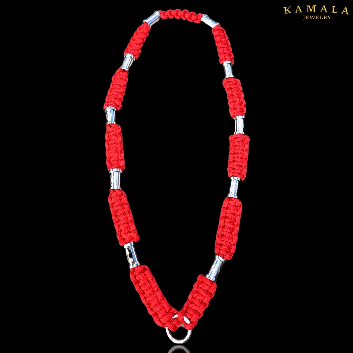Madmax Halskette - Rot mit 1%er Hülsen in Silber