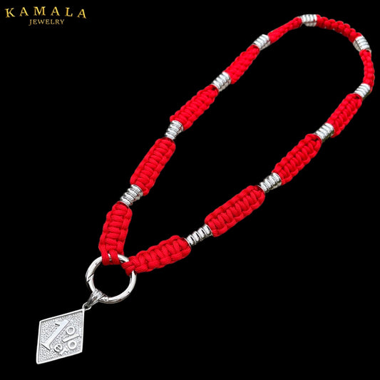 Madmax Halskette - Rot mit Silber