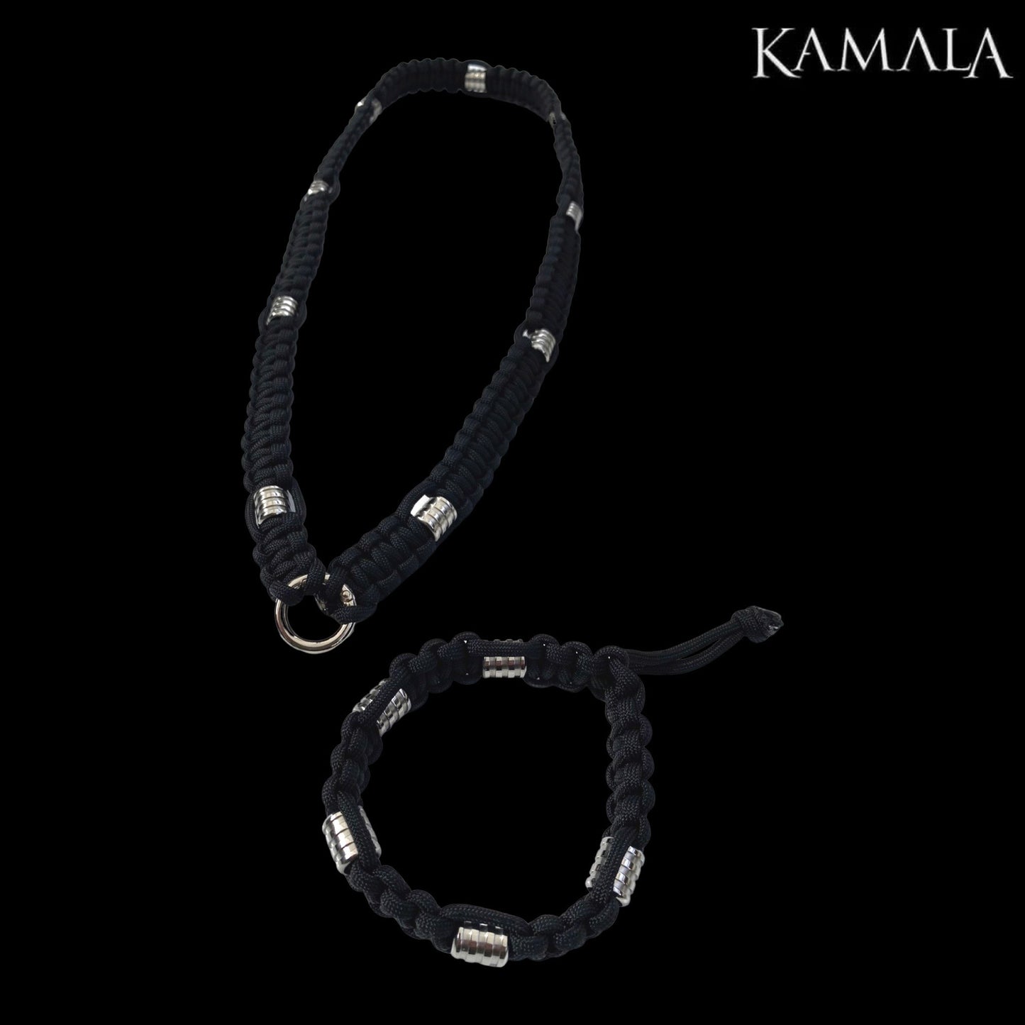 Madmax Halskette & Armband Set - Schwarz mit Silber