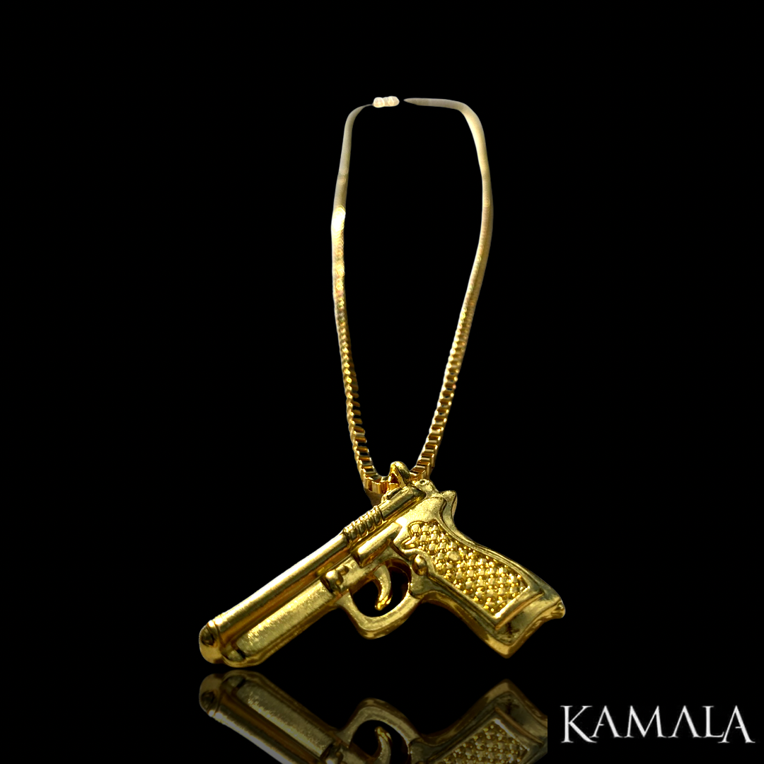 Halskette mit Pistole - Gold