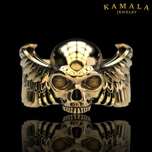 Fingerring - Angelwings & Skull - Gold - Ring