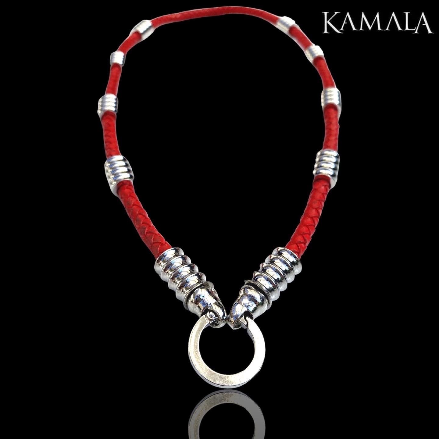 Rote Leder Halskette mit Silber - Gotti Silber